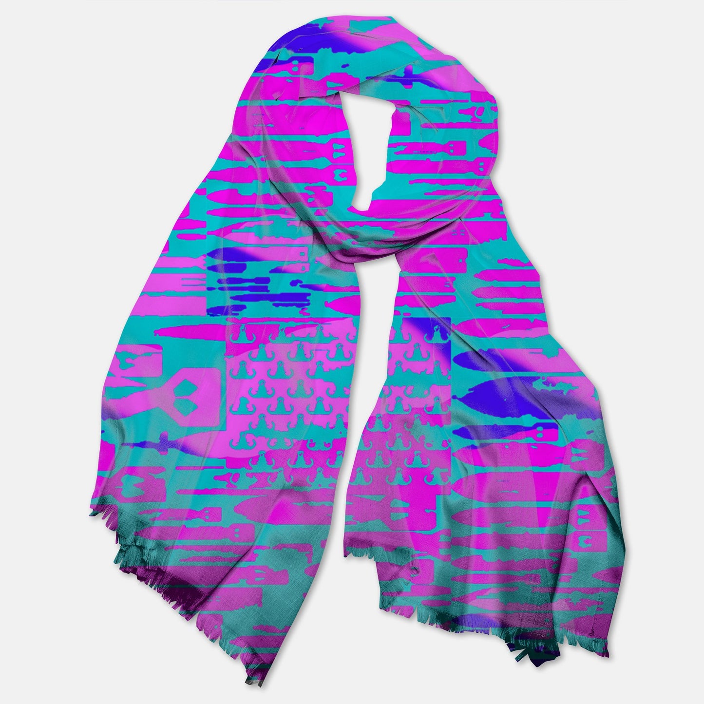 Print On Demand - Pashmina Scarf - "EOD Bomb Flag" (Green/Blue/Purple)