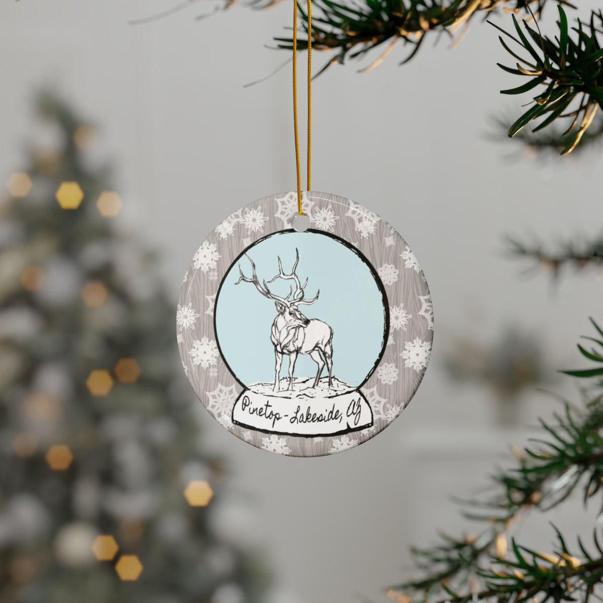 Ornament – "Snow Globe Elk" (Pinetop-Lakeside, AZ)