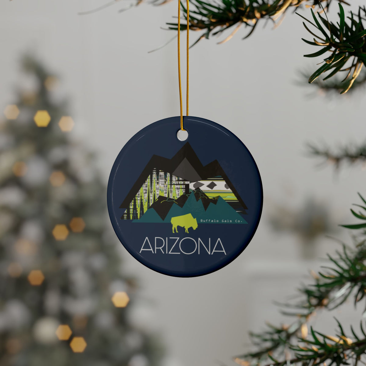 Ornament - "Chartreuse Mountains & Bison (ARIZONA)"
