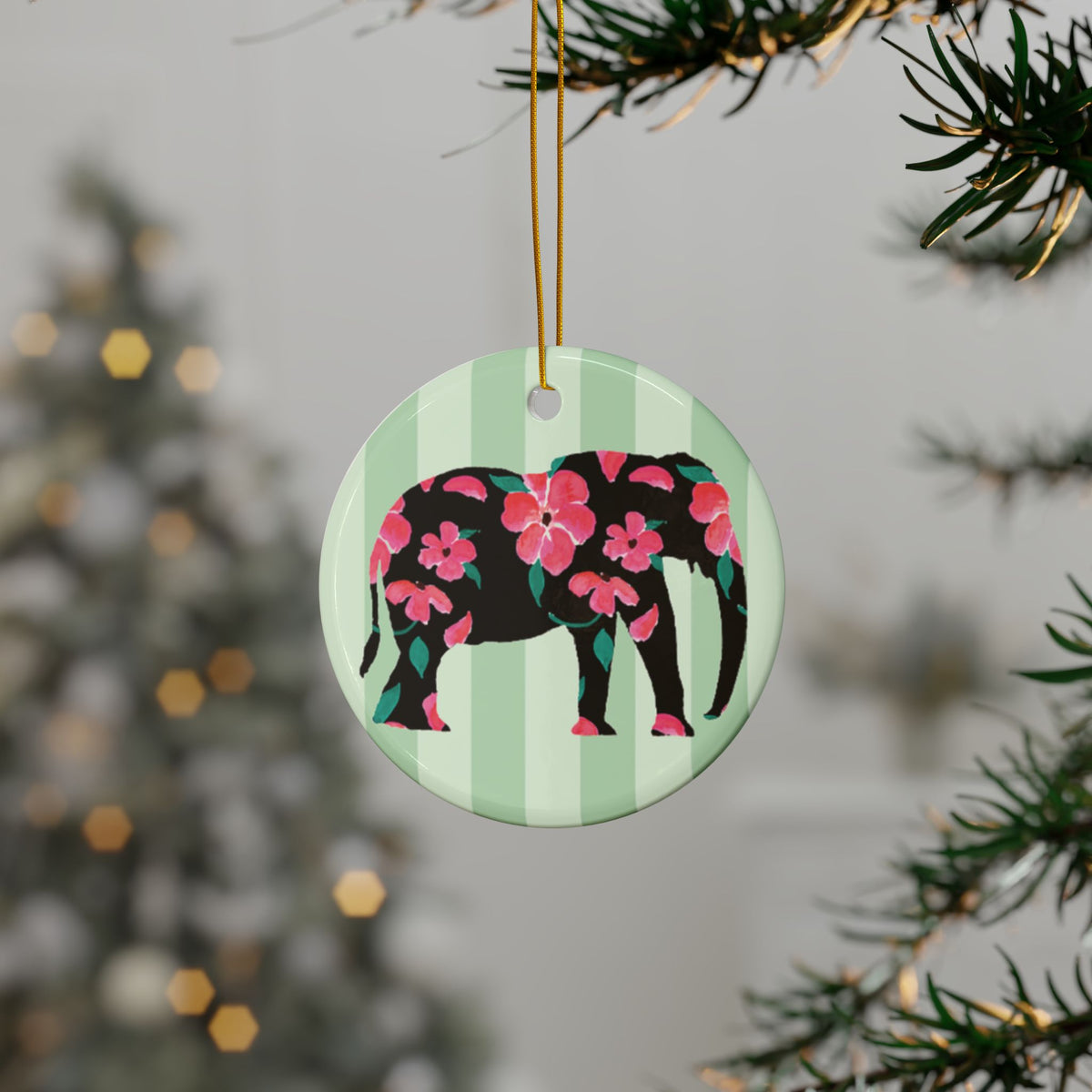 Ornament - "Pink Petal Elephant"