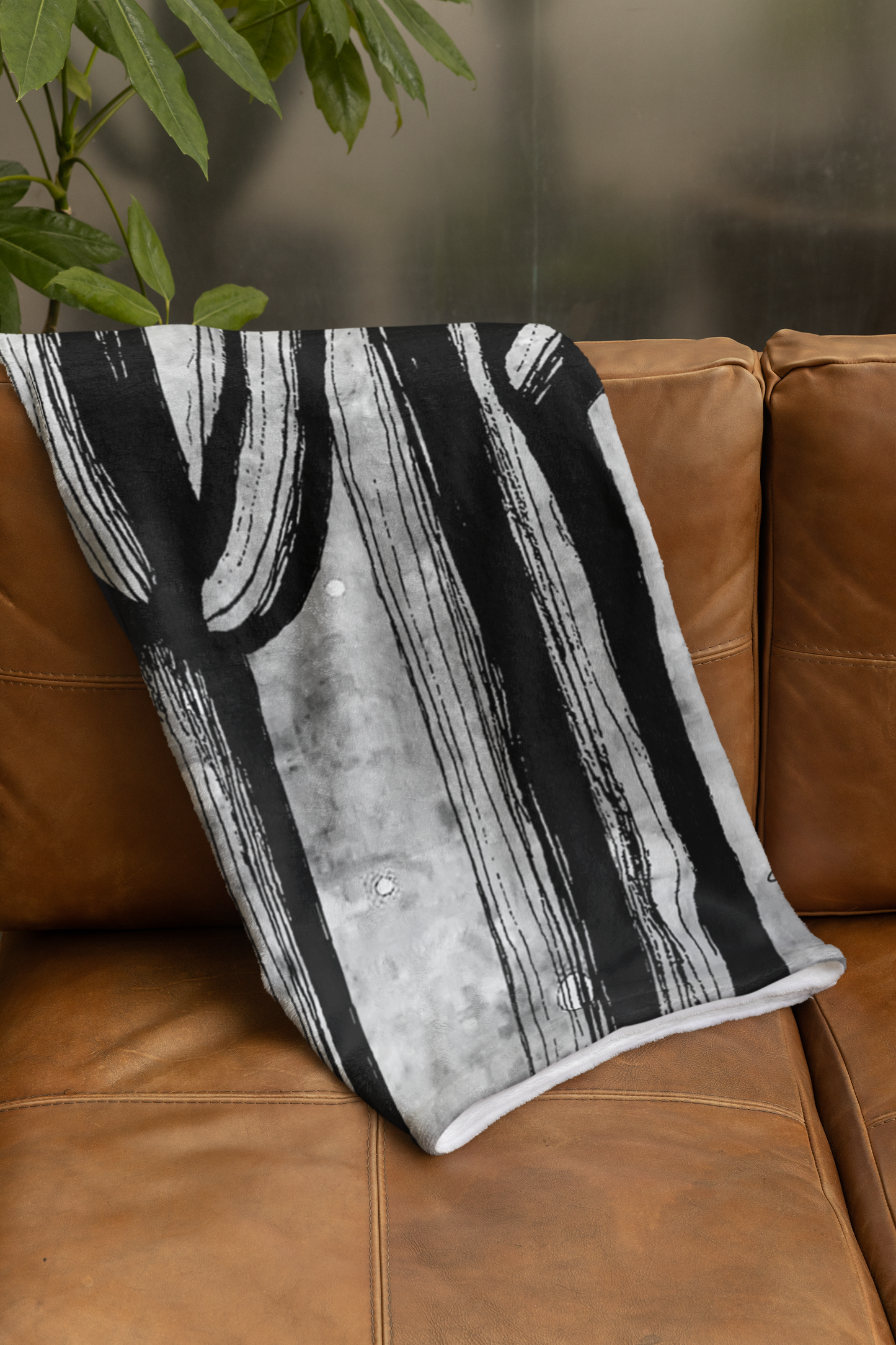 Plush Throw Blanket - "Saguaro Forest Under the Moon"
