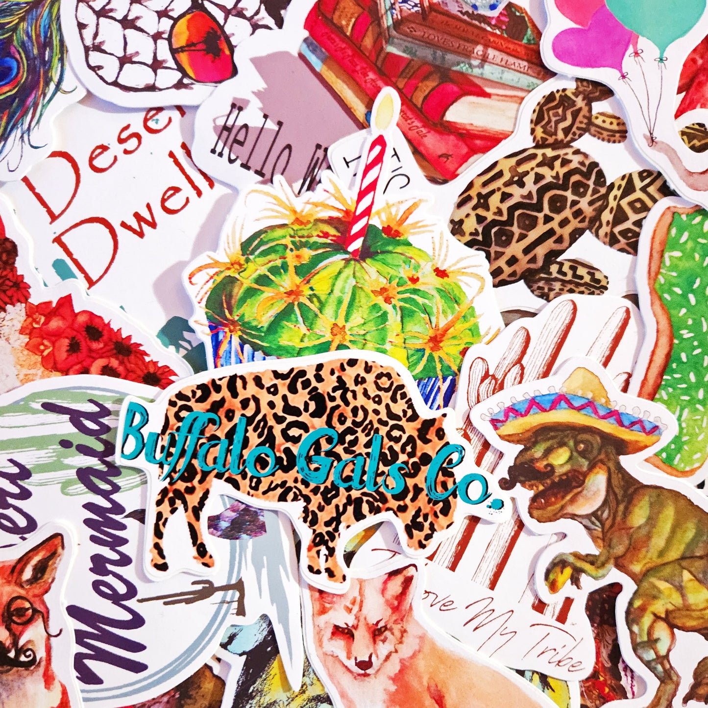 Vinyl Sticker/Decal - "Cactus Cupcake" (Blue)