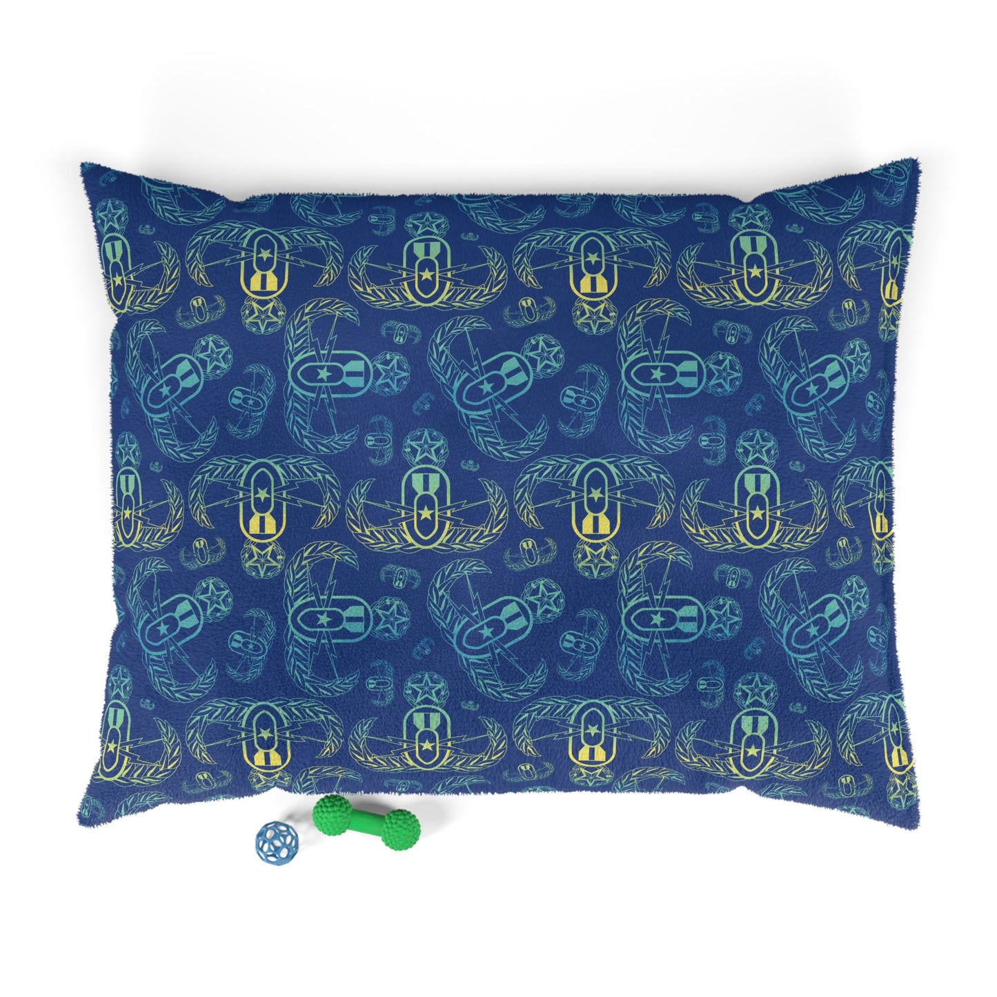 Pet Bed — "EOD BOMBre" (Blue/Turquoise/Yellow)