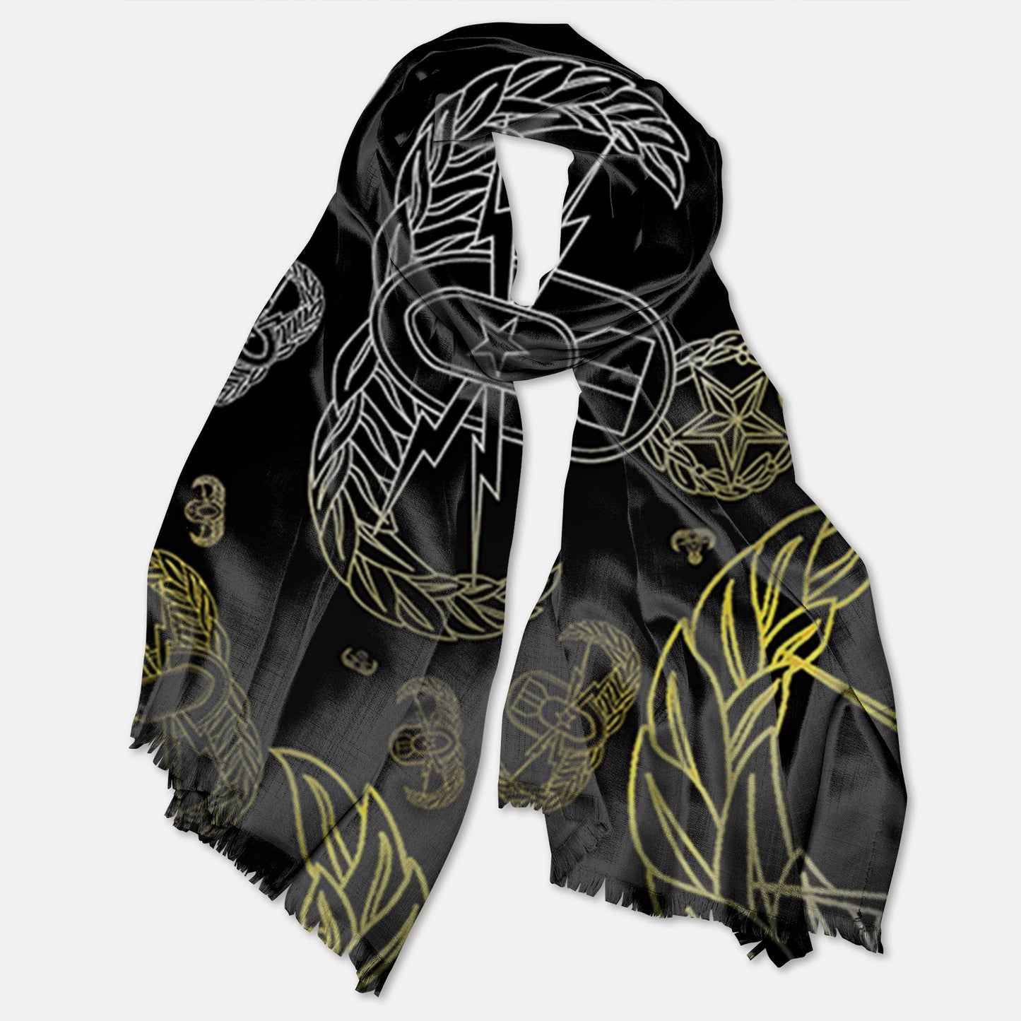 Print On Demand - Pashmina Scarf - "EOD Mixed Badges" (Faded Yellow)