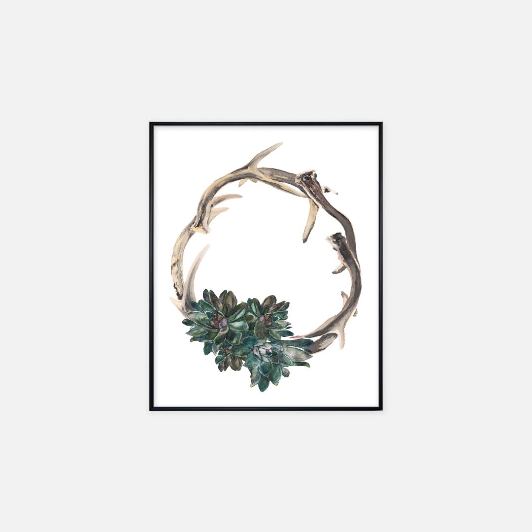 Print (16" x 20") - "Antler Wreath"