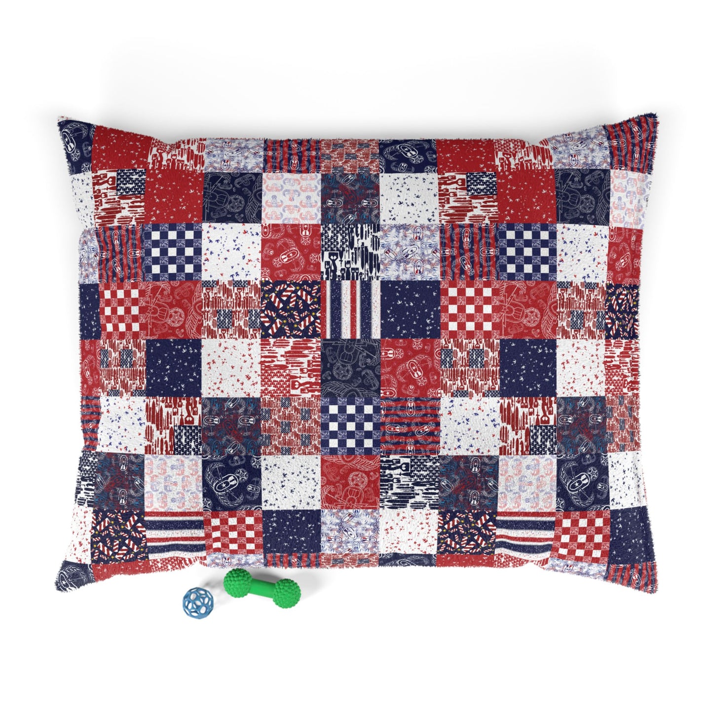 Pet Bed — "EOD Patchwork" (Red, White, & Blue)