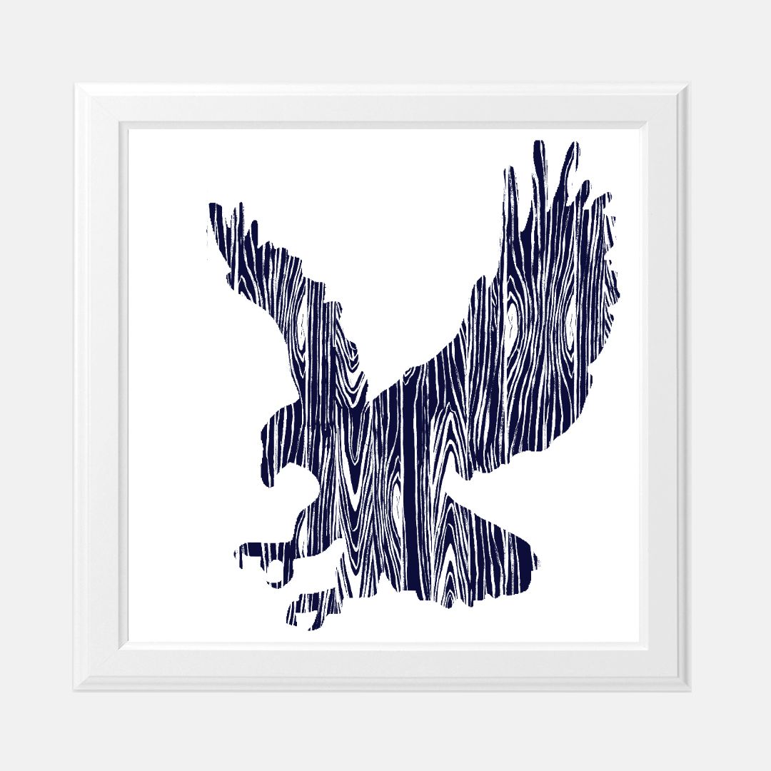 Print (8" x 8") - "Wood Grain Eagle" (Navy)
