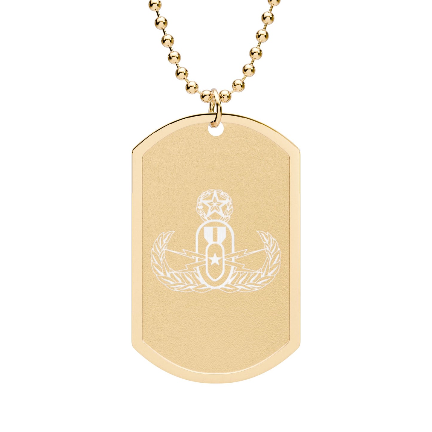 Engraved Crest Dog Tag Necklace — Personalized Military-Style Pendant
