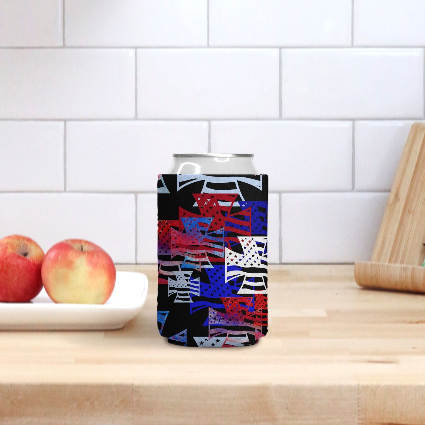 Print On Demand - Can Cooler - "American Iron Cross Graffiti" (RWB)