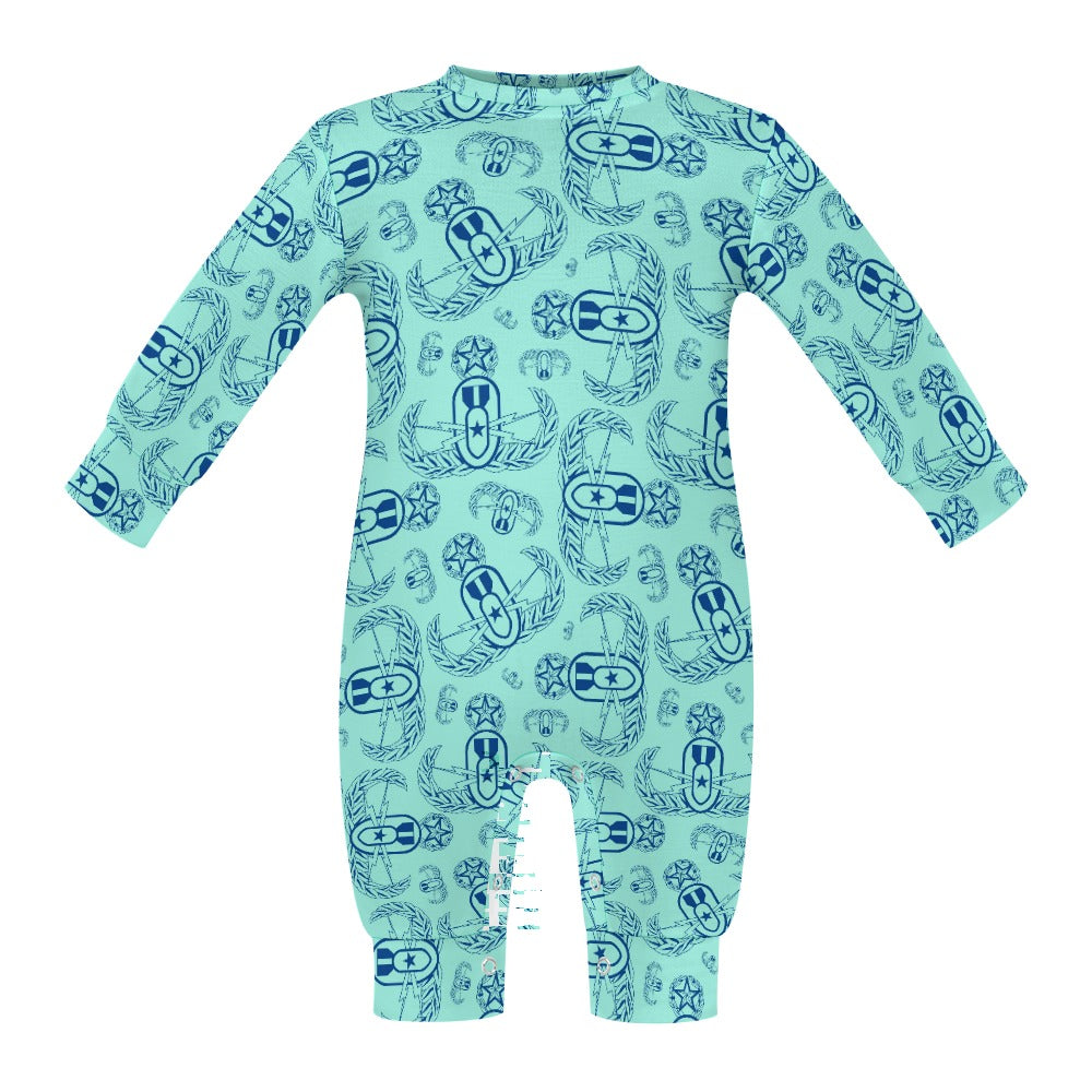 Baby Romper - "EOD Badges X 3" (Blue on Mint)