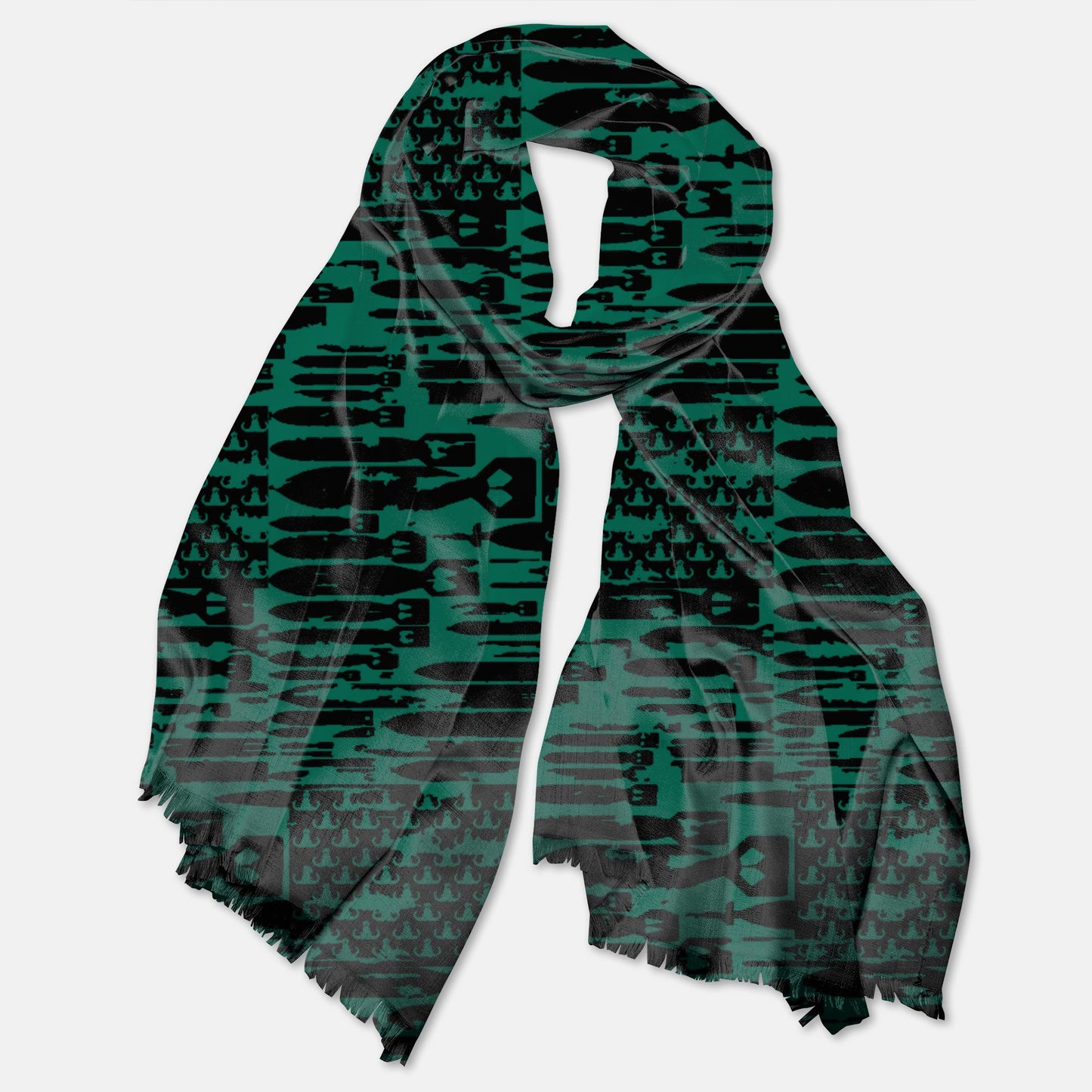 Print On Demand - Pashmina Scarf - "EOD Bomb Flag" (Black on Green)