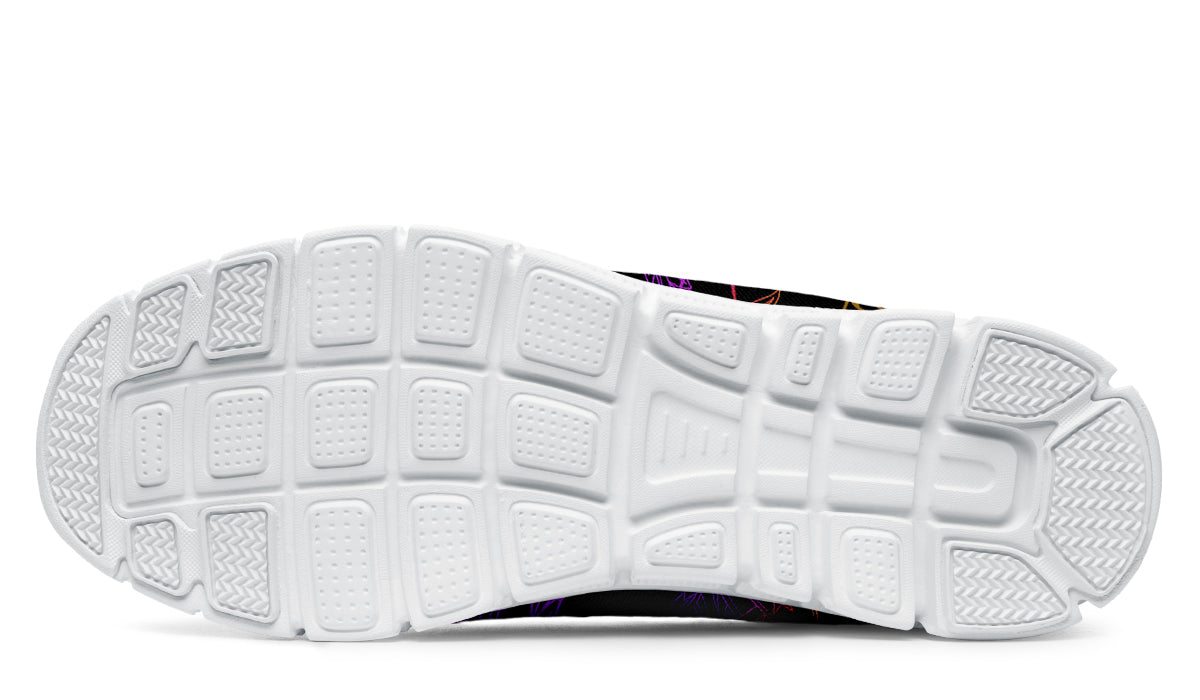 Print On Demand - Sneakers - "EOD Mixed Badges" (Purple/Yellow on Black)