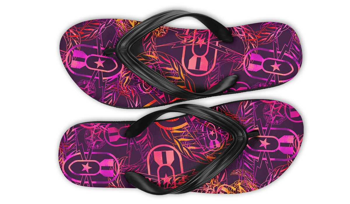 Flip Flops - "It's 5 o'clock Somewhere" (Yellow/Orange/Purple) Size 5/6