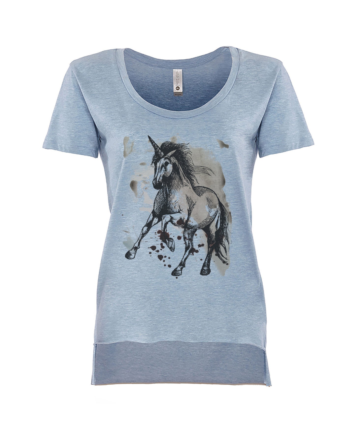 T-Shirt (Women's High-Low Scoop Neck) - "Unicorn on Paint"