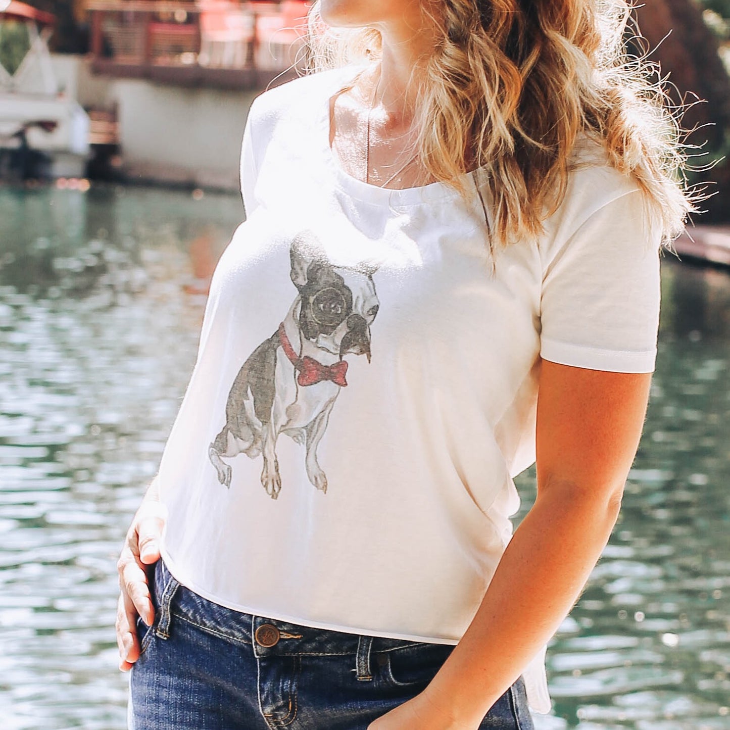T-Shirt (Women's High-Low Scoop Neck) - "Good Boy, Mr. Pickles"