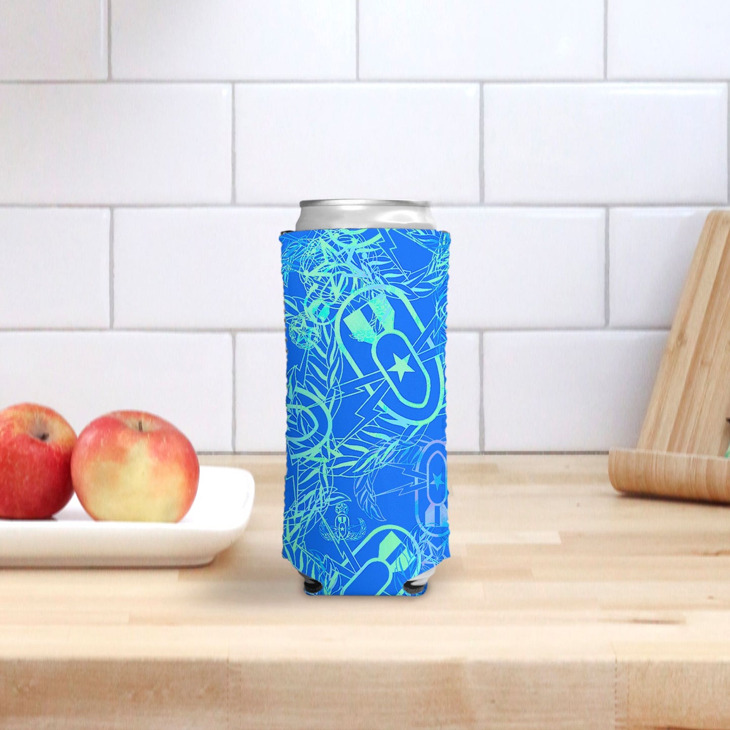 Print On Demand - Can Cooler (Slim) - "It's 5 o'clock Somewhere" (Green on Blue)