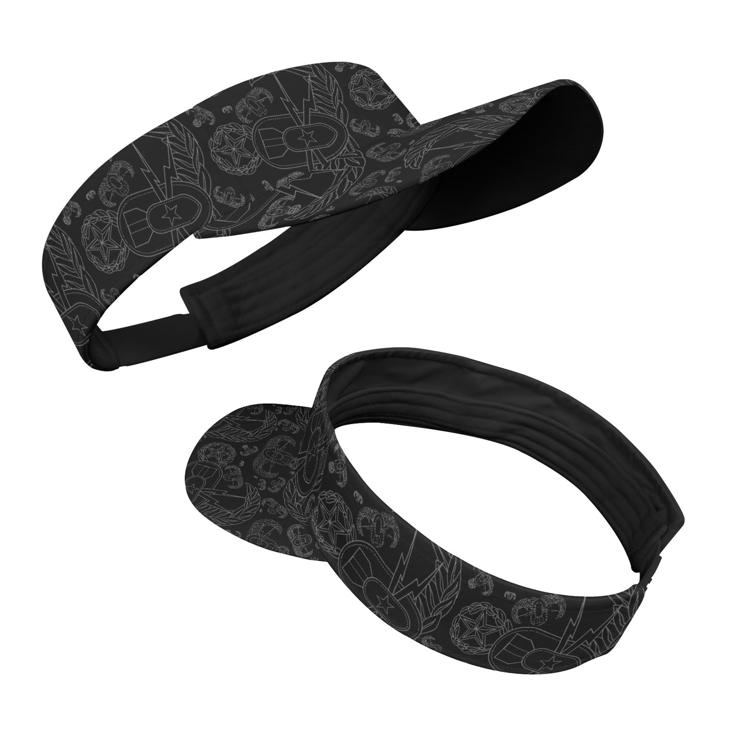Sports Visor - "EOD Mixed Badges" (Grey on Black)