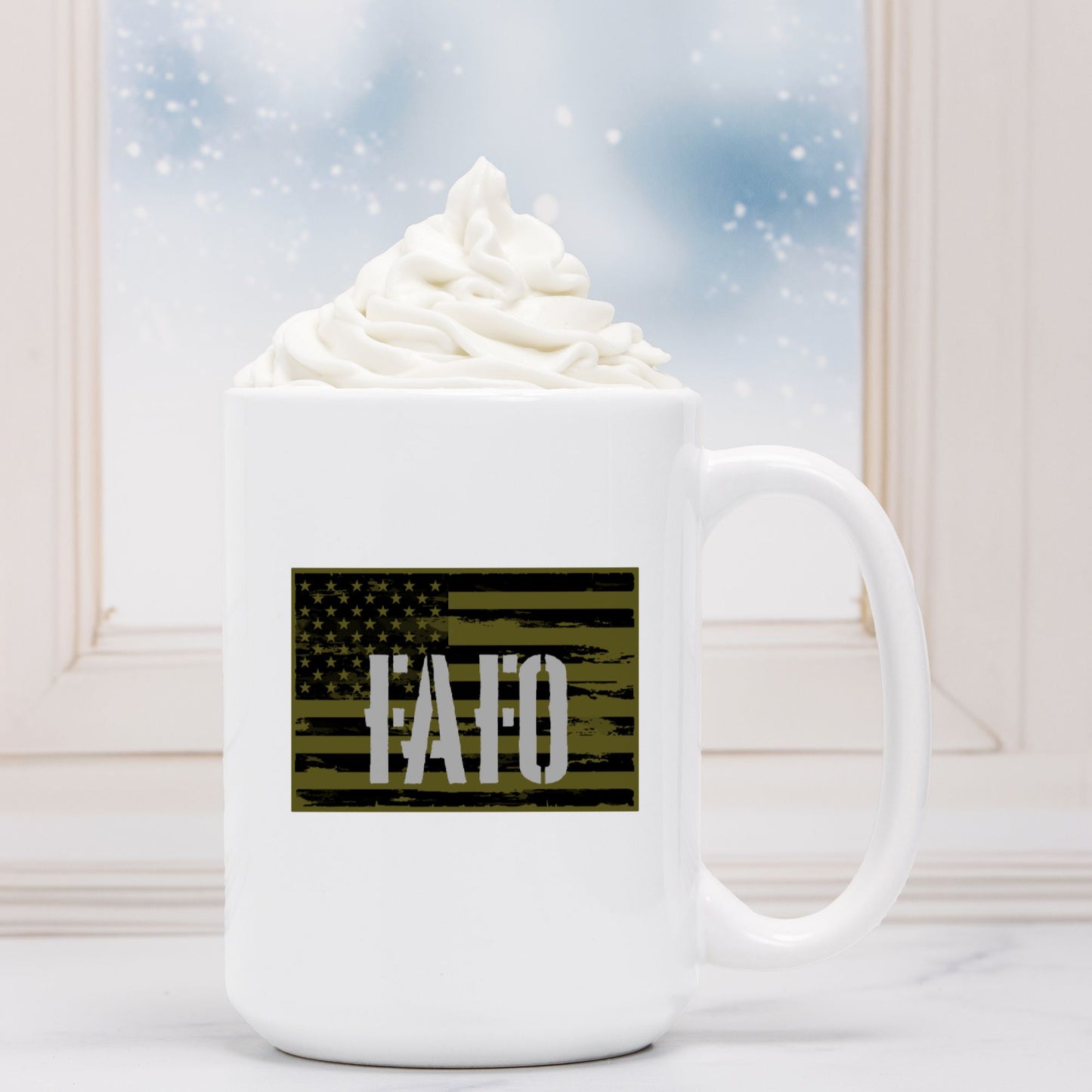Mug - "FAFO American Flag" (Olive Green)