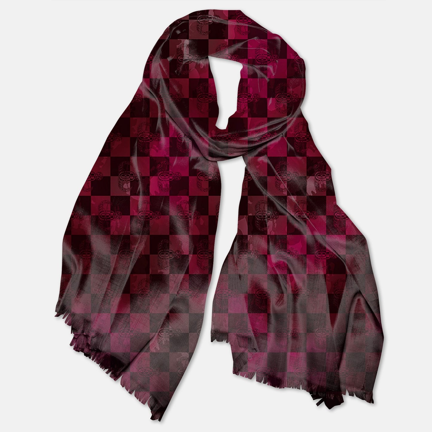 Print On Demand - Pashmina Scarf - "EOD Buffoulage Checkered Flag" (Maroon)
