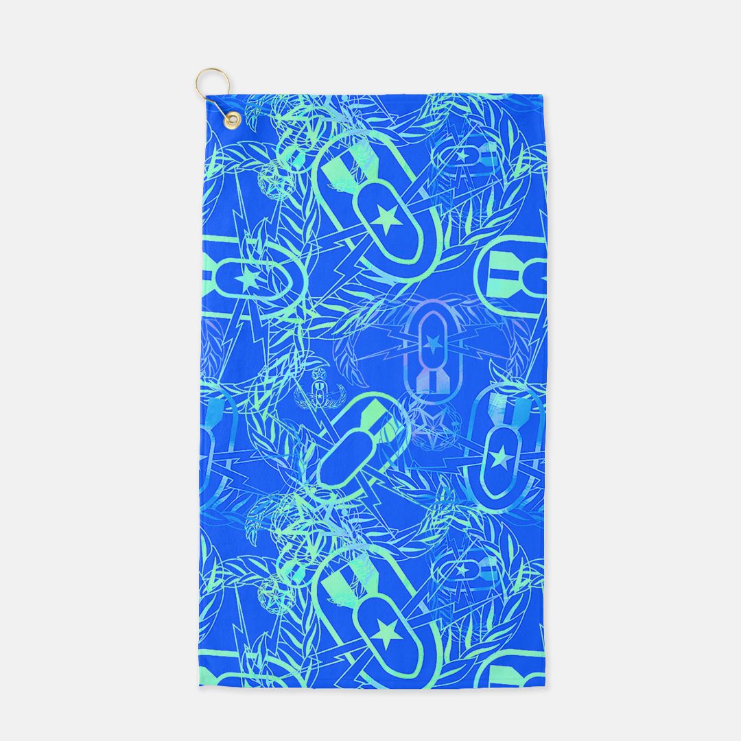 Golf Towel - "It's 5 o'clock Somewhere" (Green on Blue)