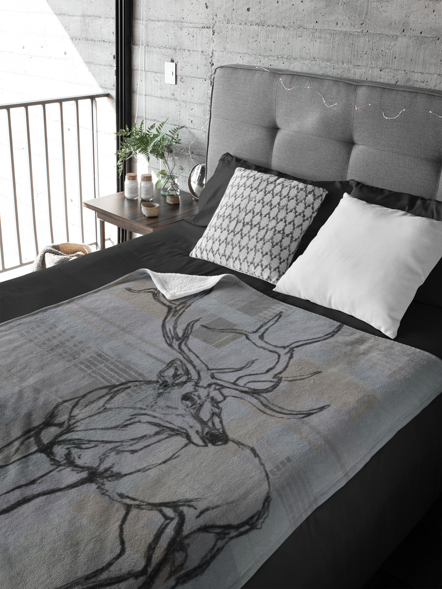 Plush Throw Blanket - "Plaid Elk"