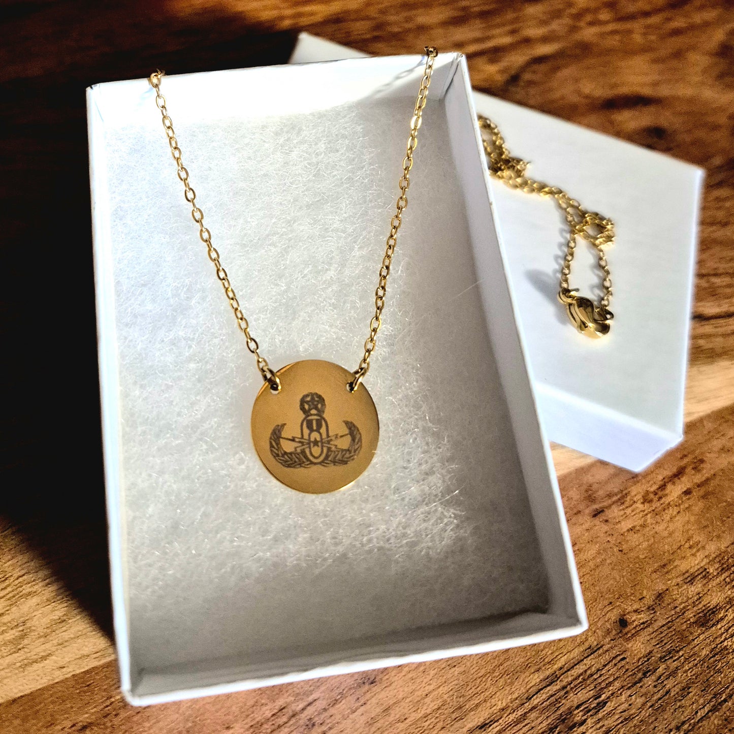 Engraved Circle Necklace - "EOD Master Badge"