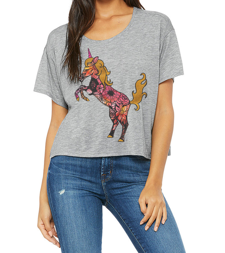 T-Shirt (Women's Cropped) - "Tatted Unicorn"