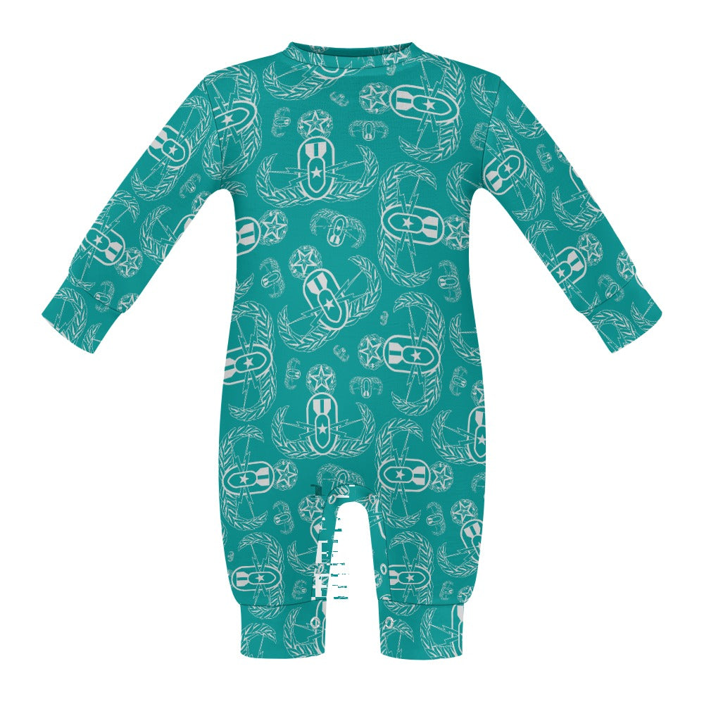 Baby Romper - "EOD Badges X 3" (Grey on Teal)