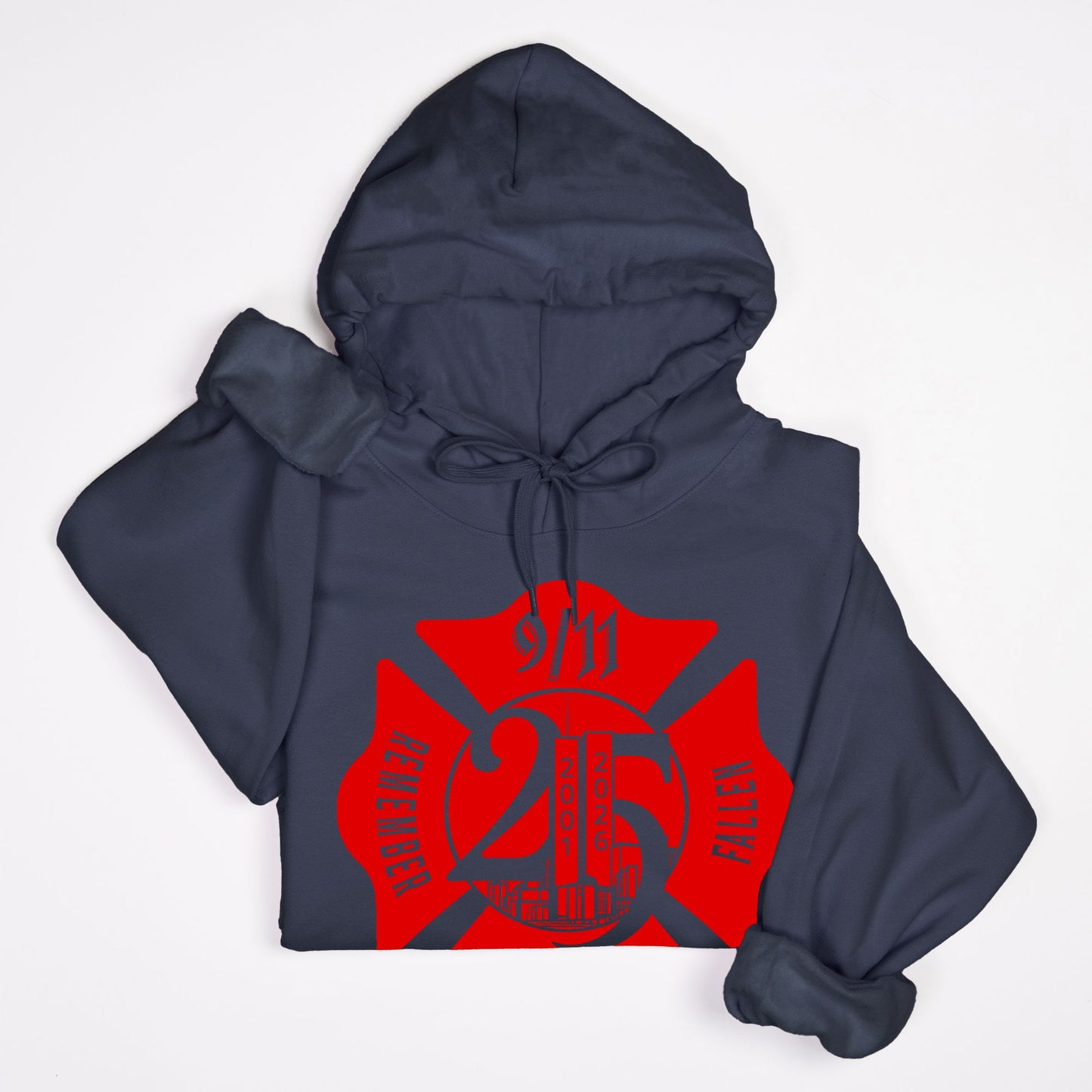 Hoodie - "Remember the Fallen"(Limited 9/11 25th Year Edition) (Red on Navy)
