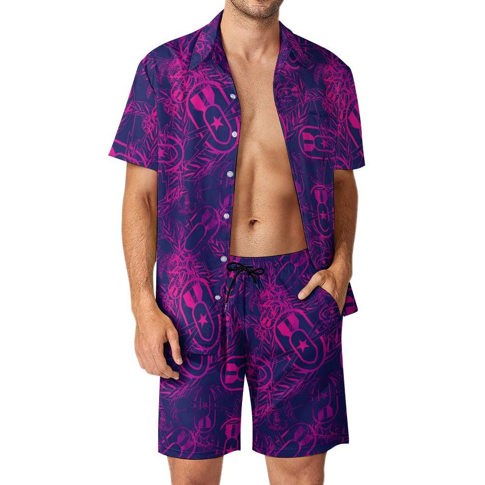 Leisure Beach Suit - "It's 5 o'clock Somewhere" (Pink on Purple)