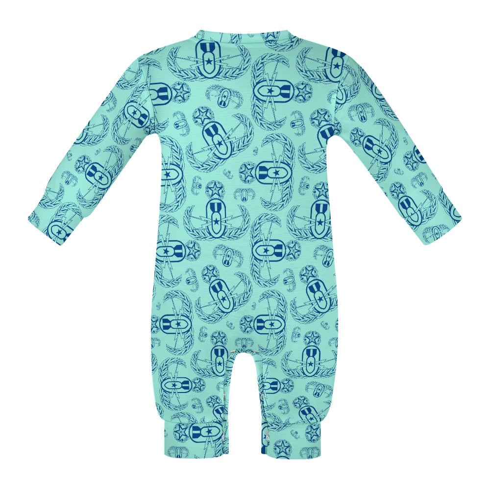 Baby Romper - "EOD Badges X 3" (Blue on Mint)