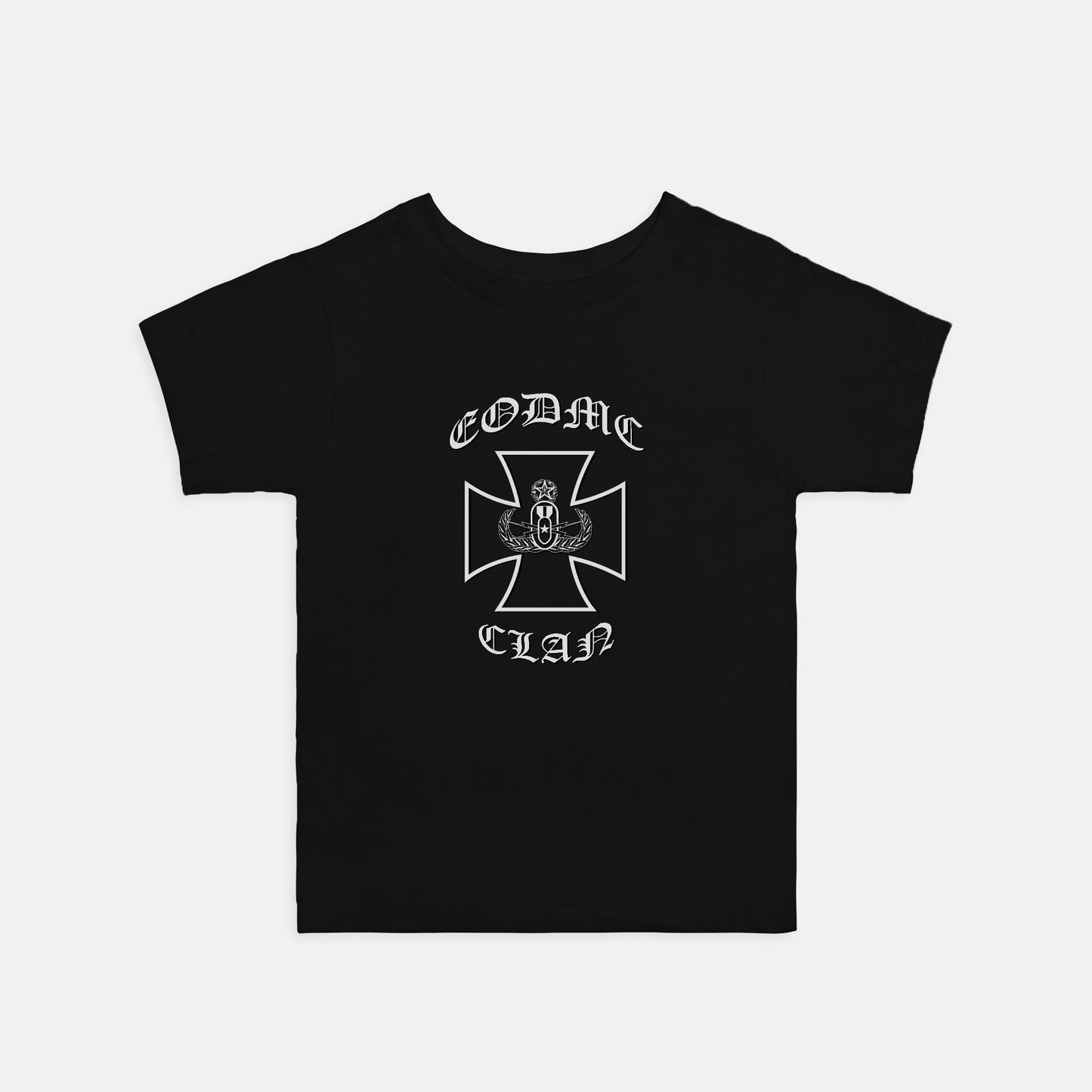 Toddler T-shirt - "EODMC Clan" (White on Black)