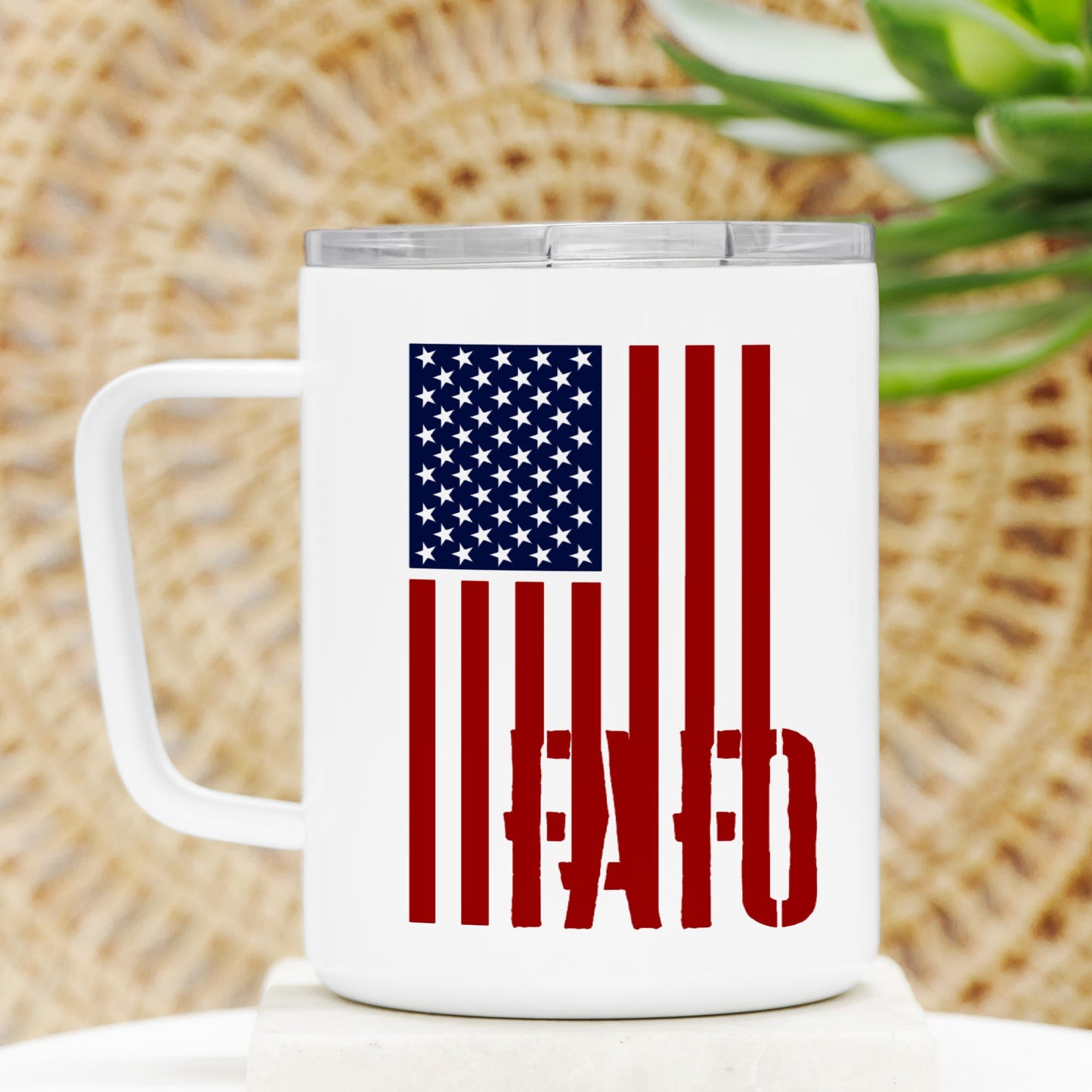 Travel Mug - "FAFO American Flag" (Vertical RWB)