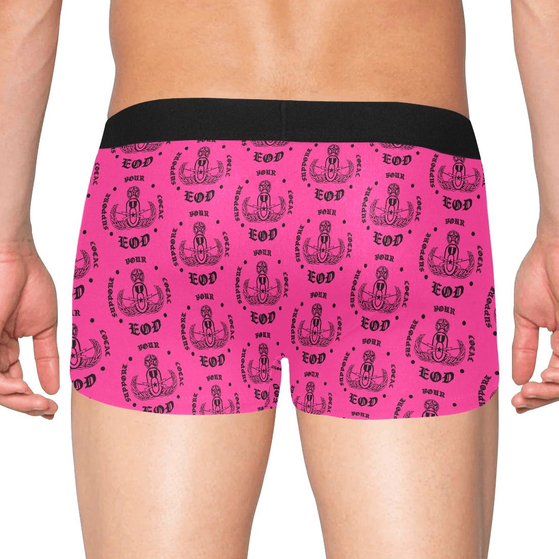 Men's Boxer Briefs with Fly - "Support Your Local EOD" (Pink)