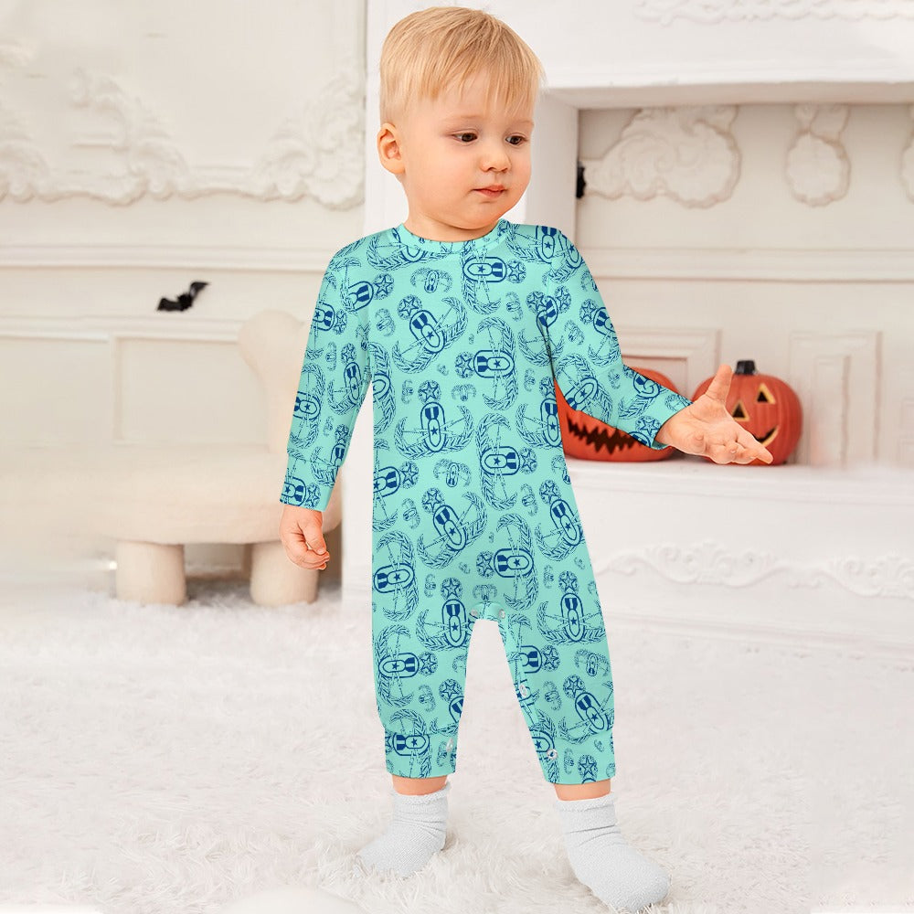 Baby Romper - "EOD Badges X 3" (Blue on Mint)