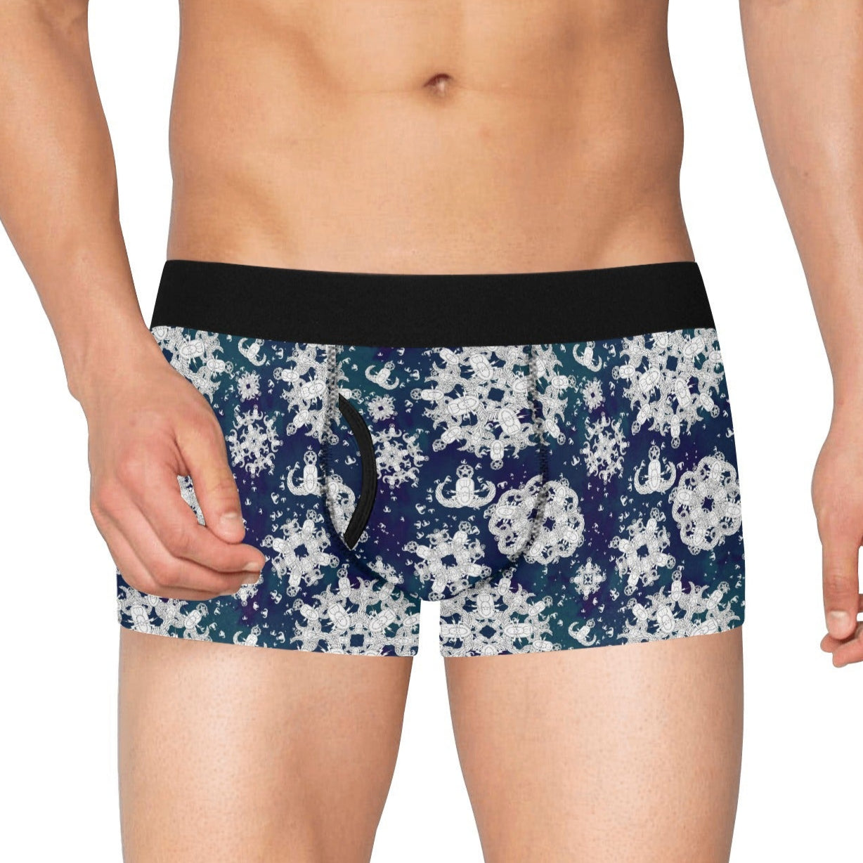 Men's Boxer Briefs with Fly - "EOD Snowflakes"