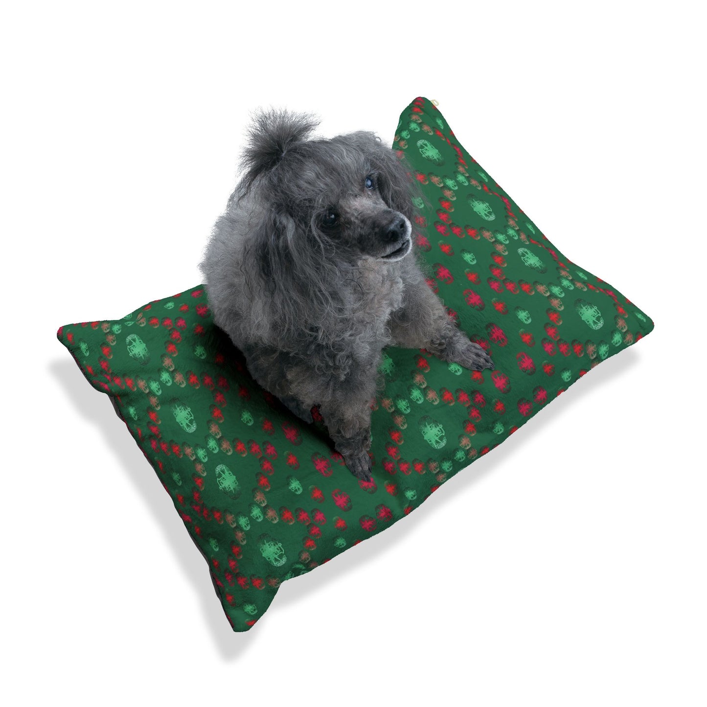 Pet Bed — "PSBT Aztec" (Red & Green)