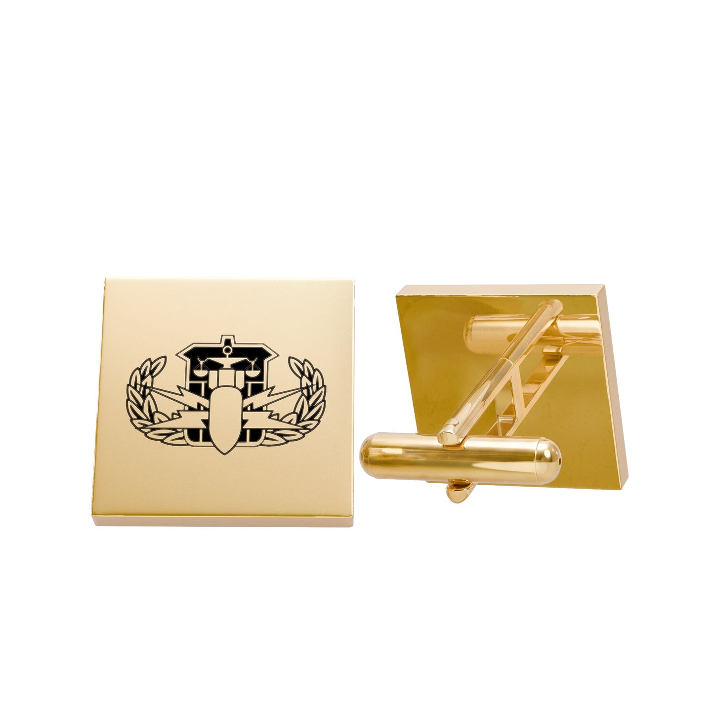 Anchor & Laurel Cufflinks — Gold Square Nautical Wedding Gift