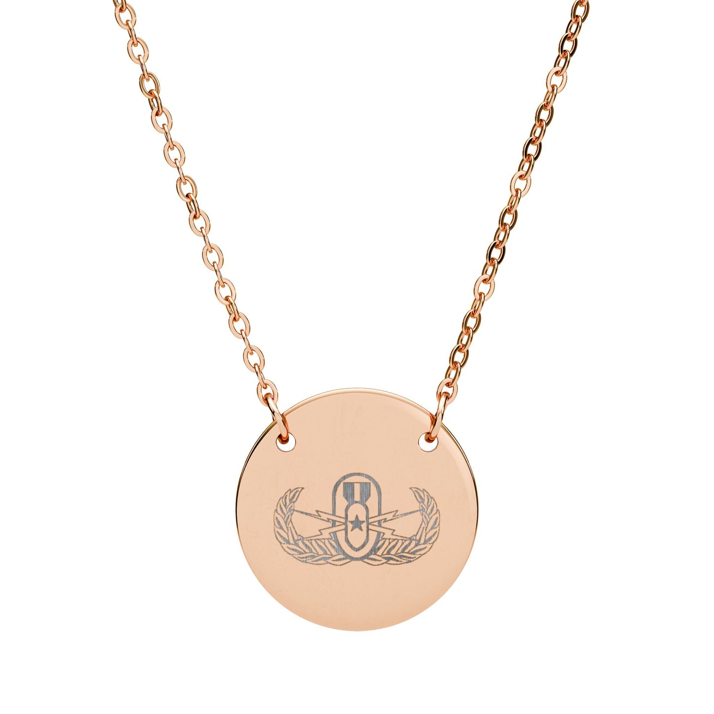 Engraved Circle Necklace — "EOD Senior Badge"