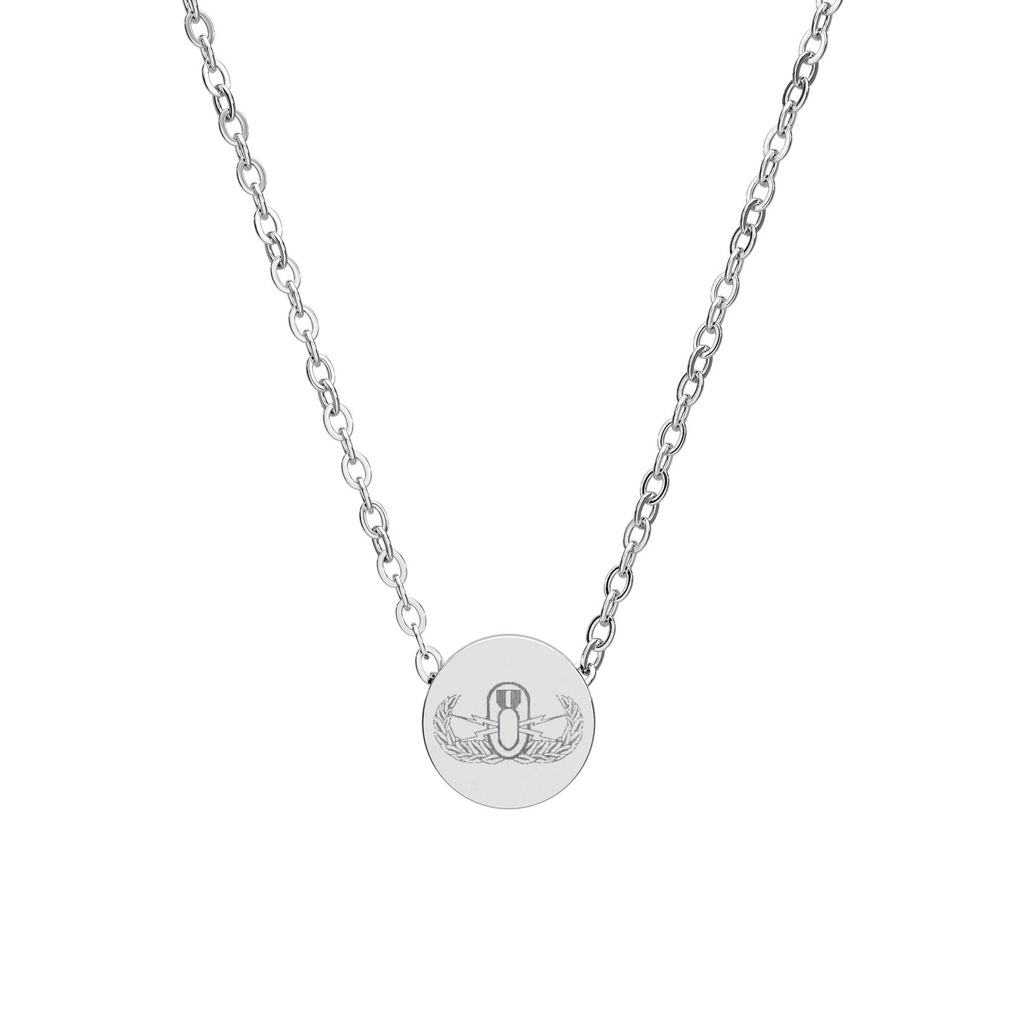 Engraved Mini Circle Necklace — "EOD Basic Badge"