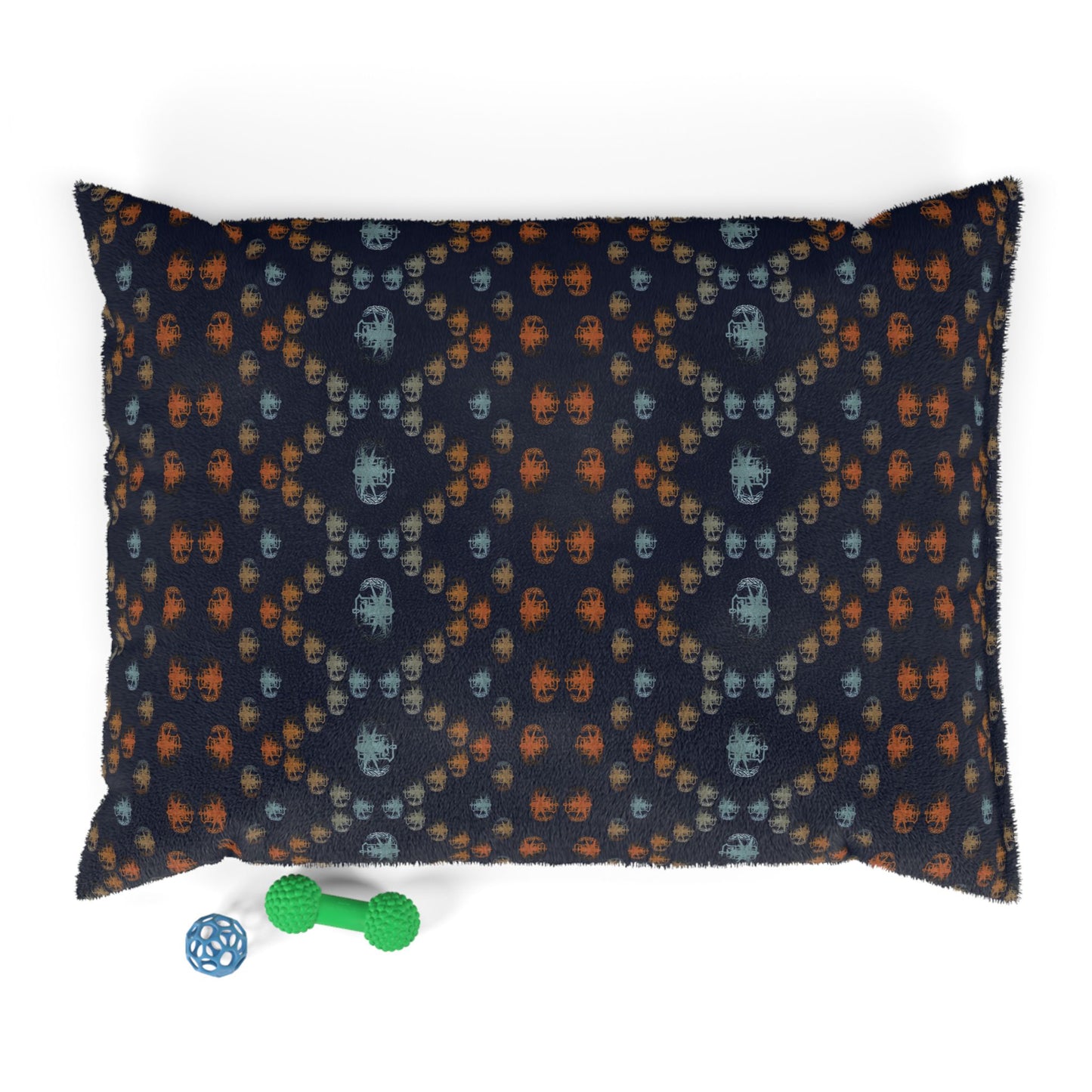 Pet Bed — "PSBT Aztec" (Rust & Blue)