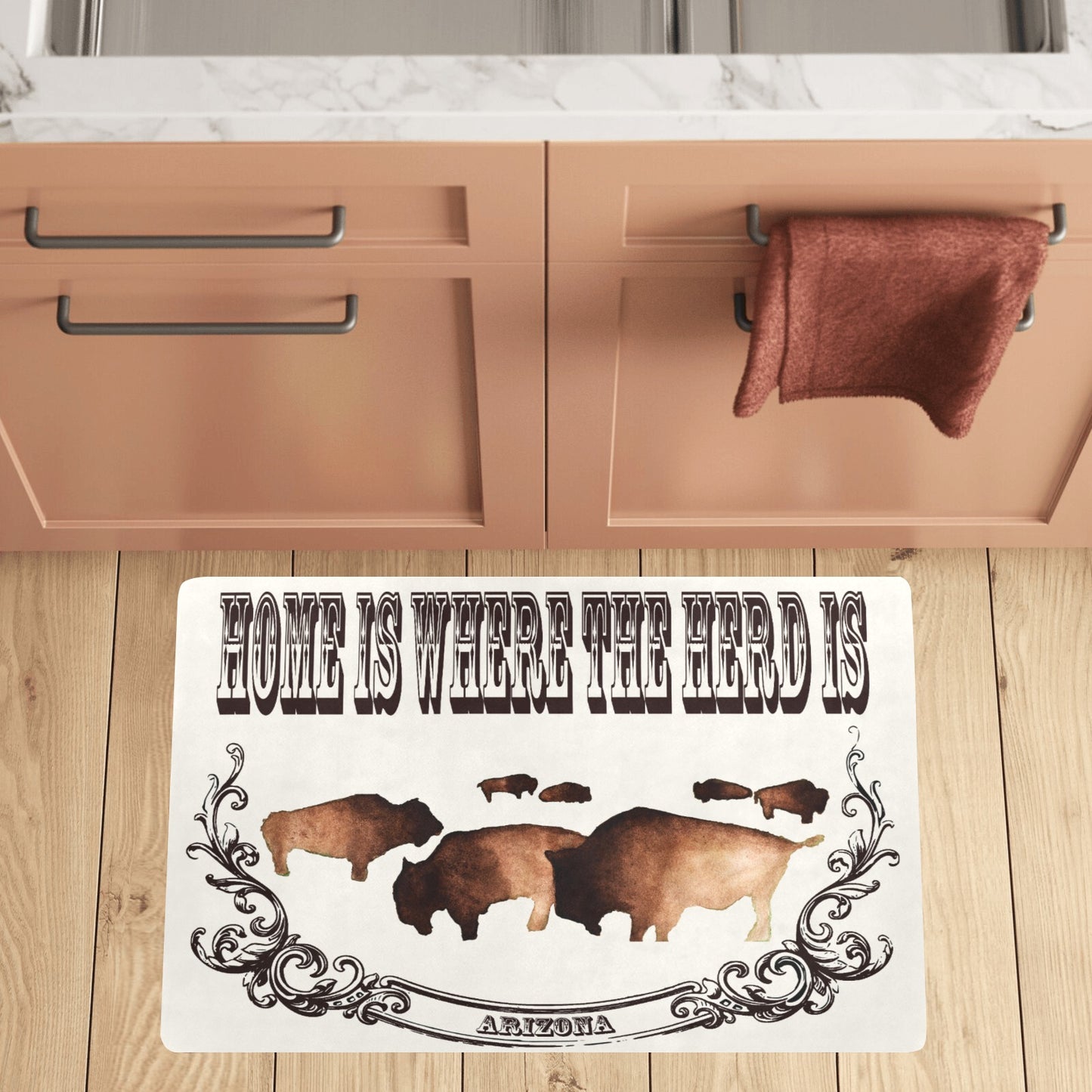 Indoor/Outdoor Mat - "Home is Where the Herd is" (Arizona Bison)