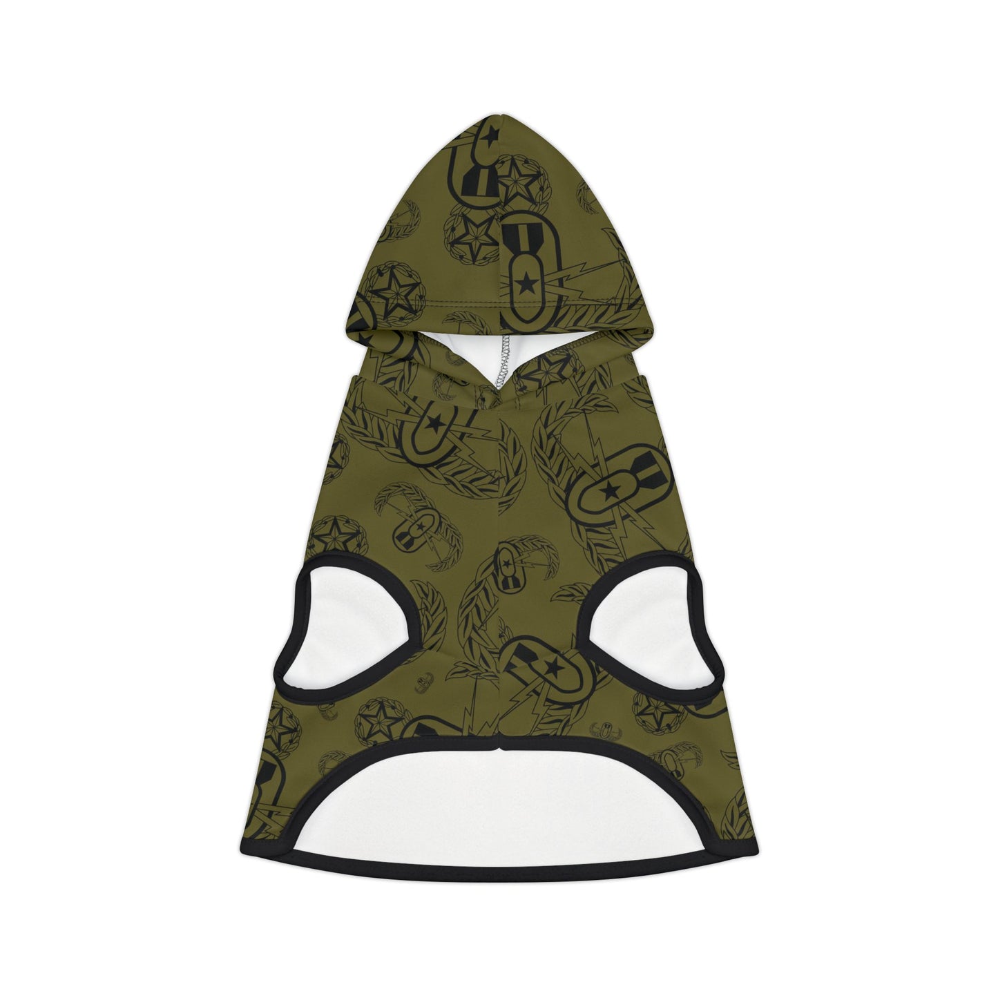 Print On Demand - Pet Hoodie — "EOD Badges x 3" (Black on Olive)