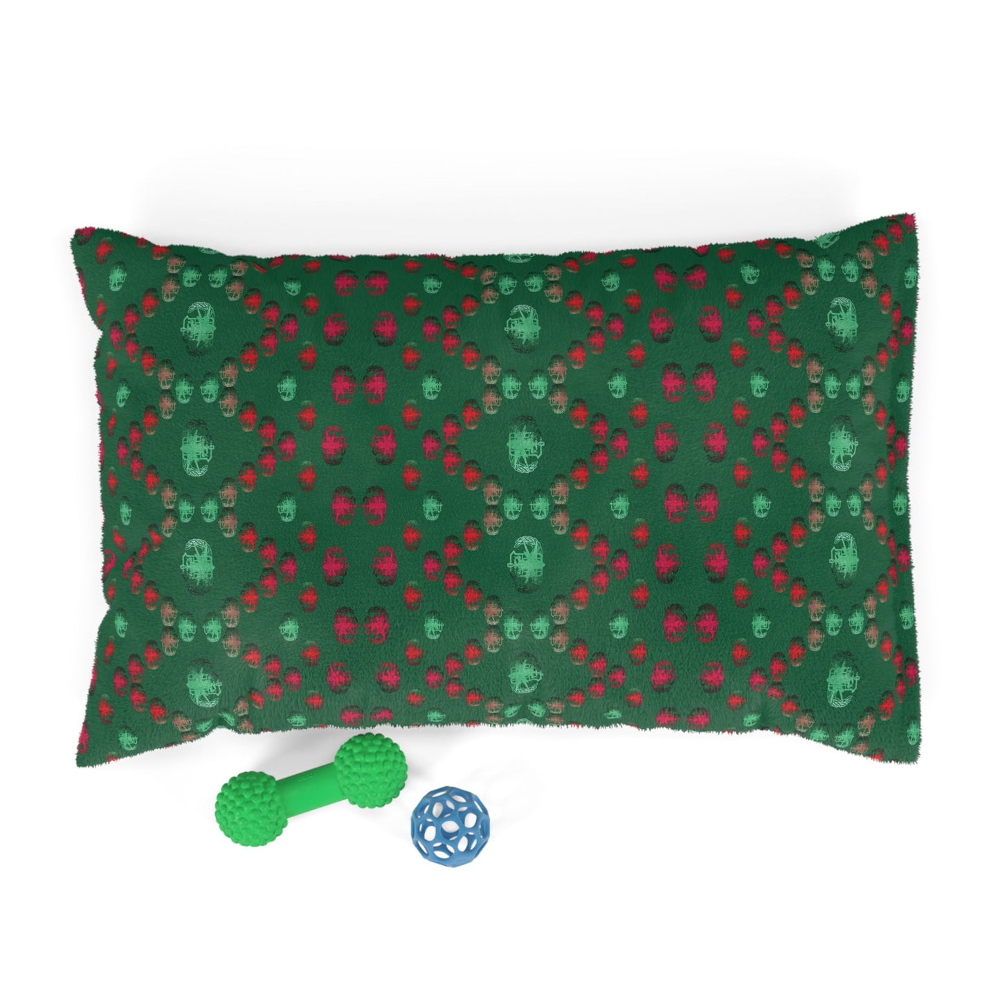 Pet Bed — "PSBT Aztec" (Red & Green)