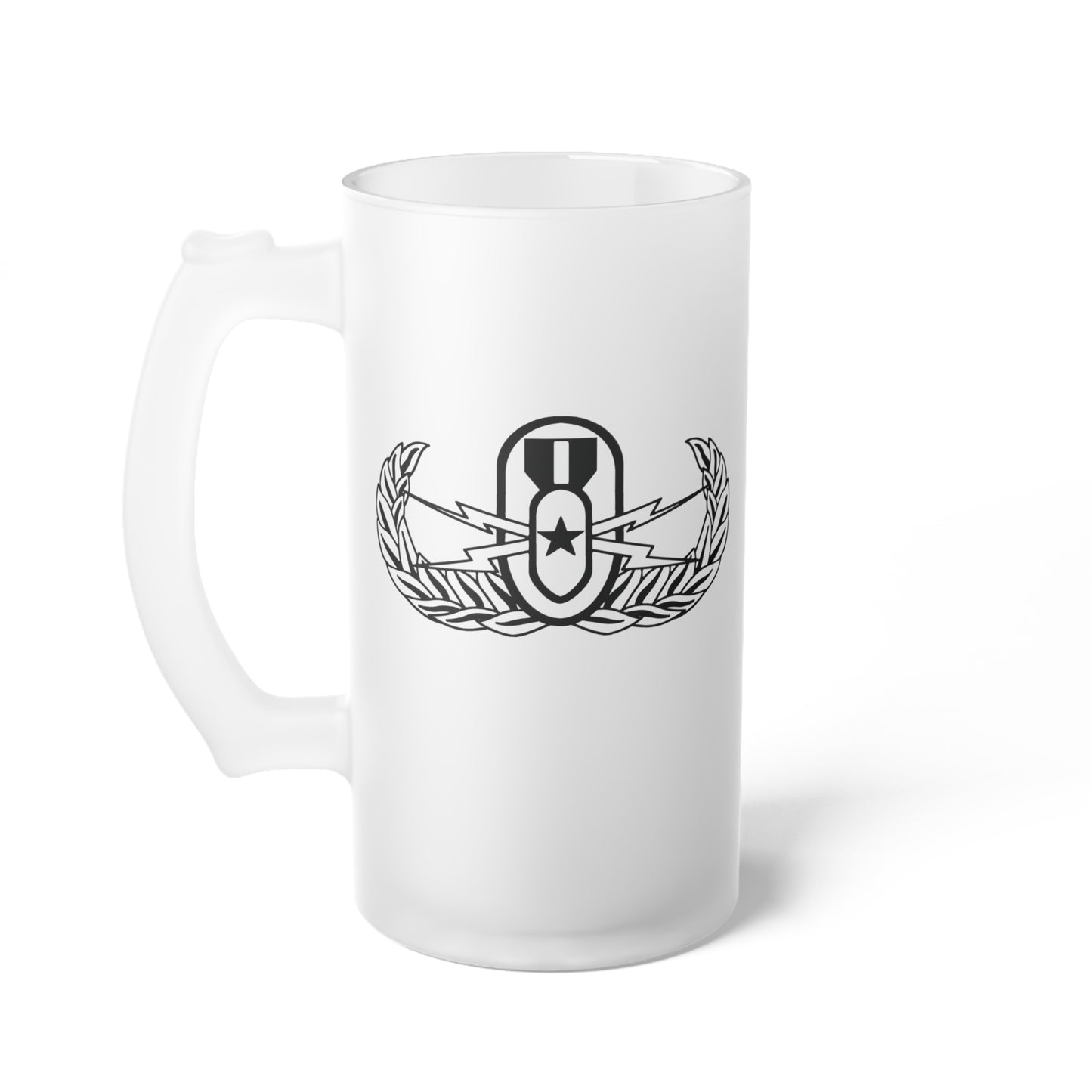 Frosted Glass Stein - "EOD Senior Badge"