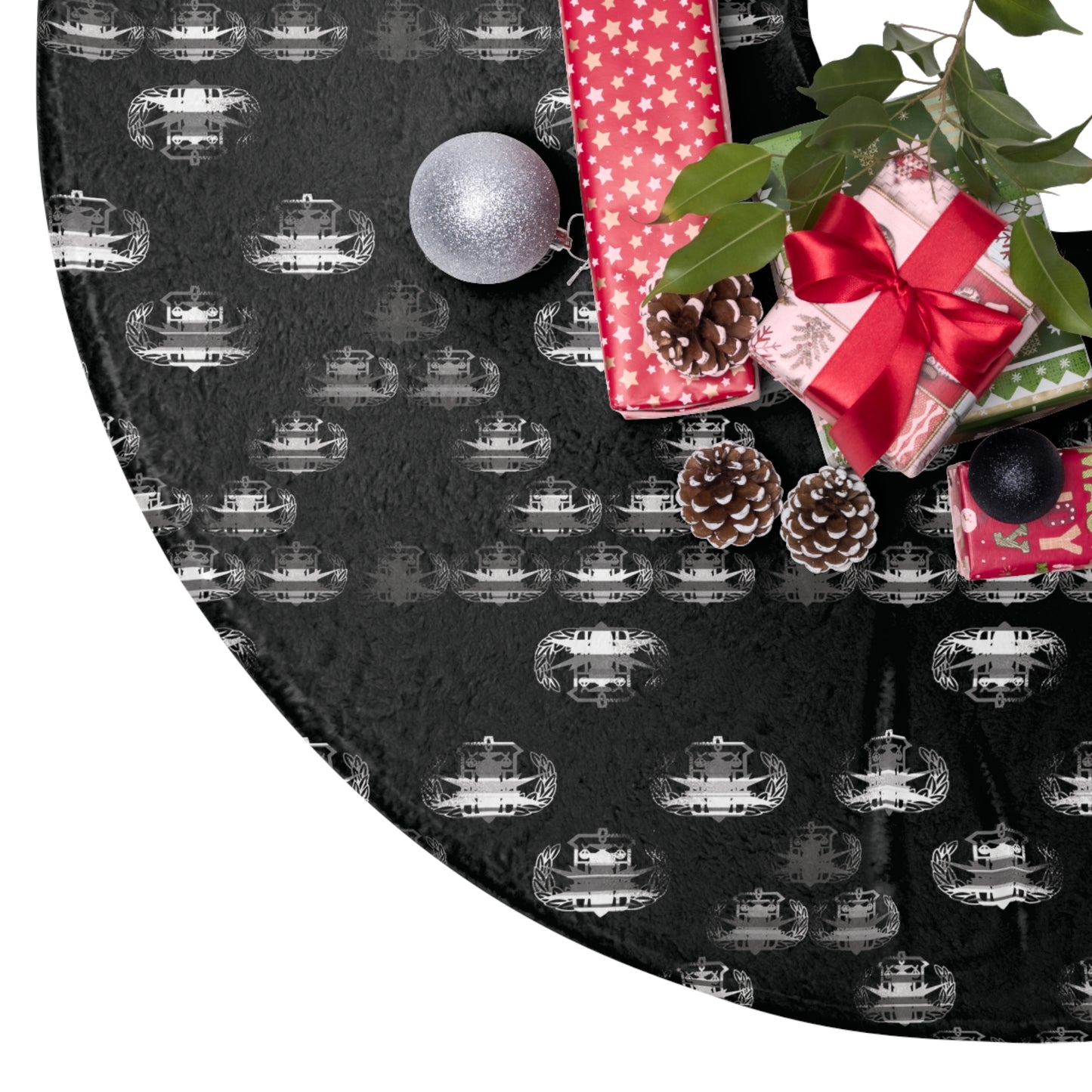 Tree Skirt — "PSBT Mosaic" (Black & White)