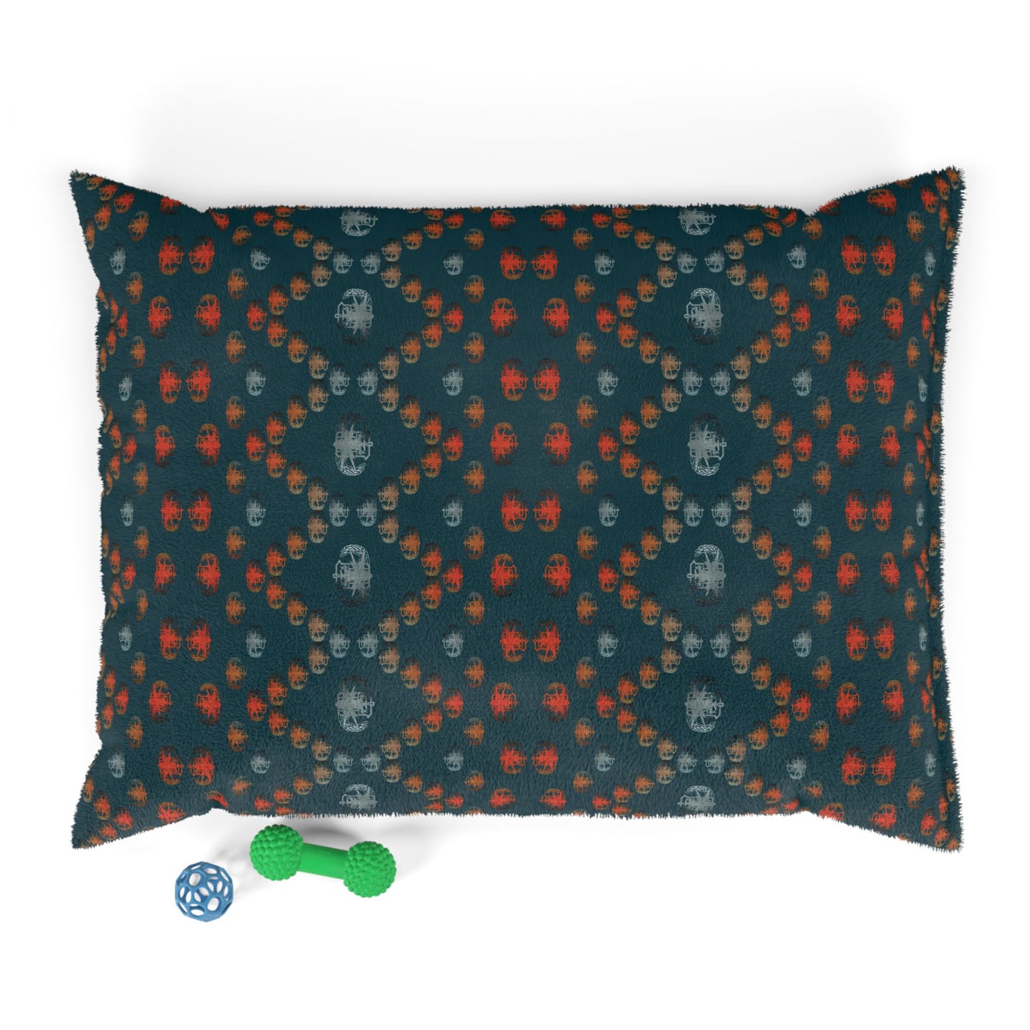 Pet Bed — "PSBT Aztec" (Coral & Teal)