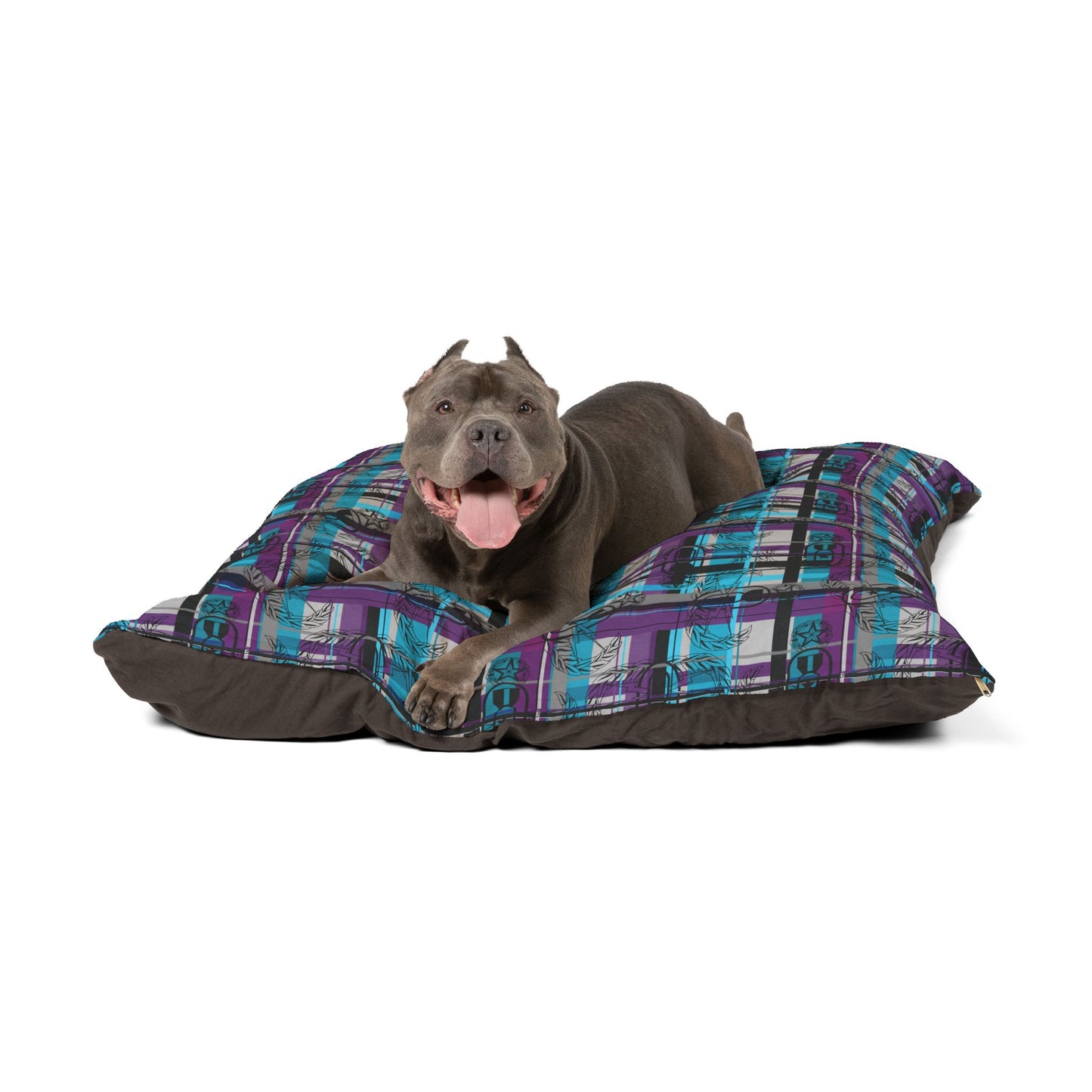 Pet Bed — "EOD Plaid" (Turquoise & Purple)