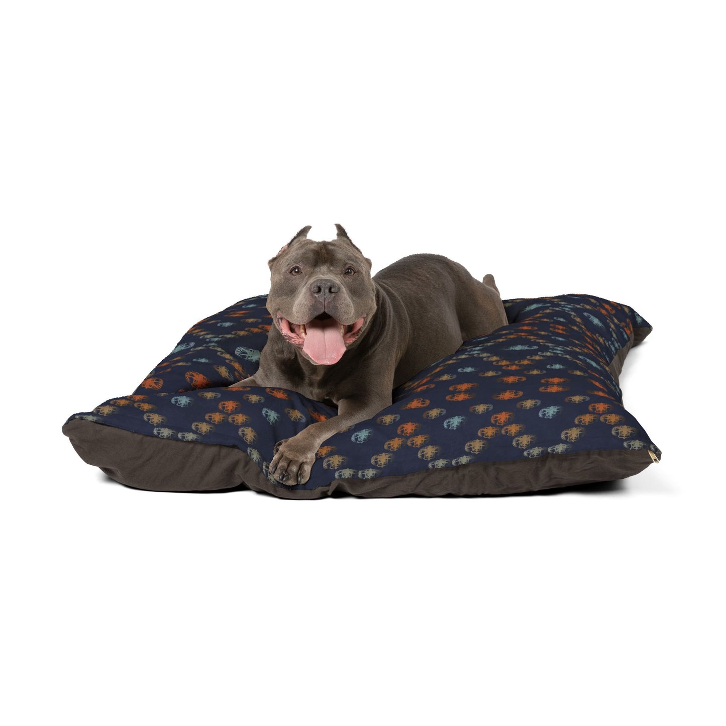 Pet Bed — "PSBT Aztec" (Rust & Blue)