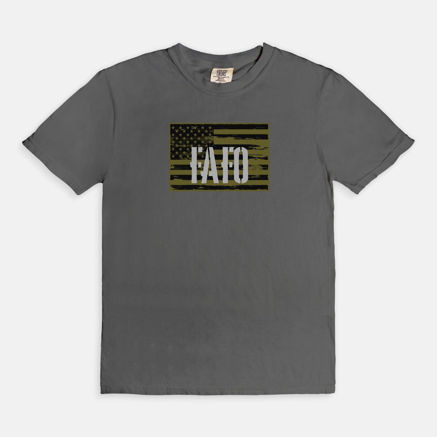 Comfort T-shirt - "FAFO American Flag" (Olive)
